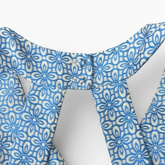 Banana Republic Atlantic Blue Floral Sleeveless Fit Flare Dress Size 4 - Picture 7 of 12